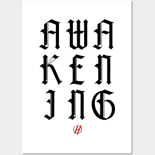 Awakening Black Logo Cursive Posters and Art